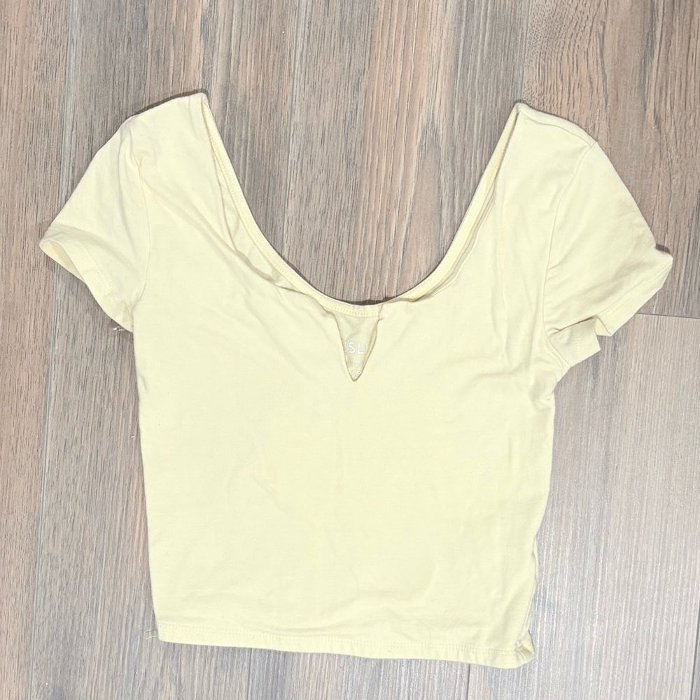 Aero Seriously Soft Scoop Neck Crop Top - Pale Yellow xs